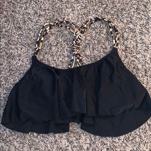 Black flounce bikini top